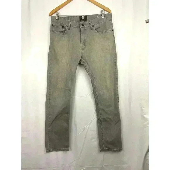 Timberland Gray Charcoal Wash Stretch Denim 33x30 Straight Jeans Mens - Picture 6 of 13